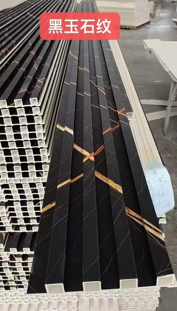 BlACK marble pvc foil Fluted Wall panel BlACK marble pvc foil Fluted Wall panel